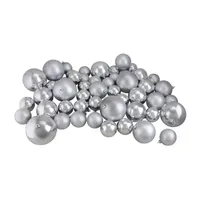 50ct Silver Splendor Shatterproof 2-Finish Christmas Ball Ornaments 4'' (100mm)