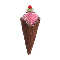 6'' Brown and Pink Strawberry Ice Cream Cone Christmas Ornament