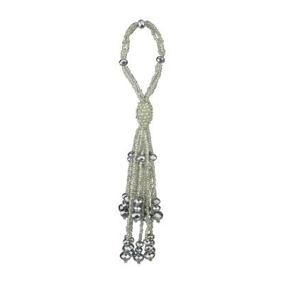 6.5'' White and Silver Beaded Ball with Tassels Christmas Ornament