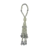 6.5'' White and Silver Beaded Ball with Tassels Christmas Ornament