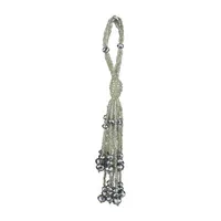 6.5'' White and Silver Beaded Ball with Tassels Christmas Ornament