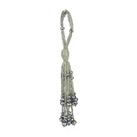 6.5'' White and Silver Beaded Ball with Tassels Christmas Ornament