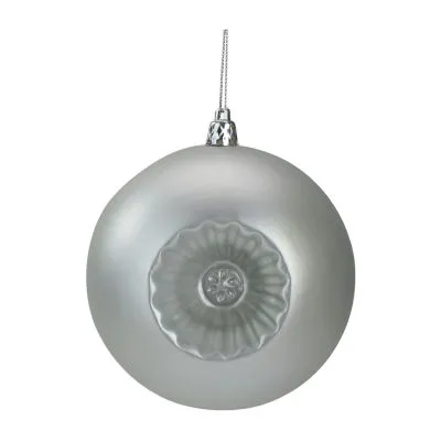 6ct Silver Shatterproof Matte Retro Reflector Christmas Ball Ornaments 4'' (100mm)