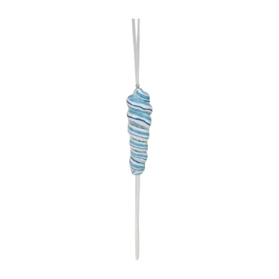 7.5'' Blue and White Glittered Spiral Twist Lollipop Christmas Ornament