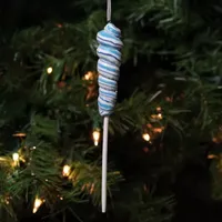 7.5'' Blue and White Glittered Spiral Twist Lollipop Christmas Ornament