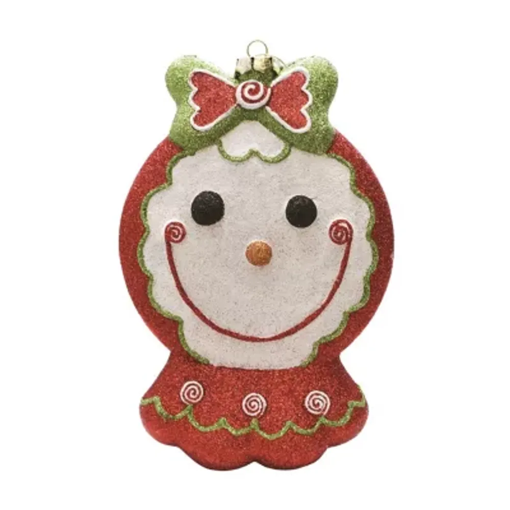 8.5'' Red and Green Glittered Shatterproof Gingerbread Girl Christmas Ornament