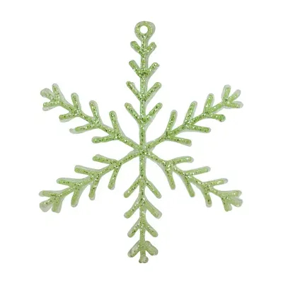 8.75'' Green and Clear Glittered Snowflake Christmas Ornament