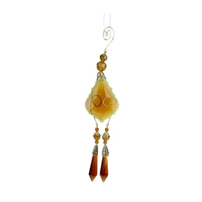 9'' Amber and Gold Faceted Beads Christmas Pendant Ornament
