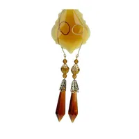 9'' Amber and Gold Faceted Beads Christmas Pendant Ornament