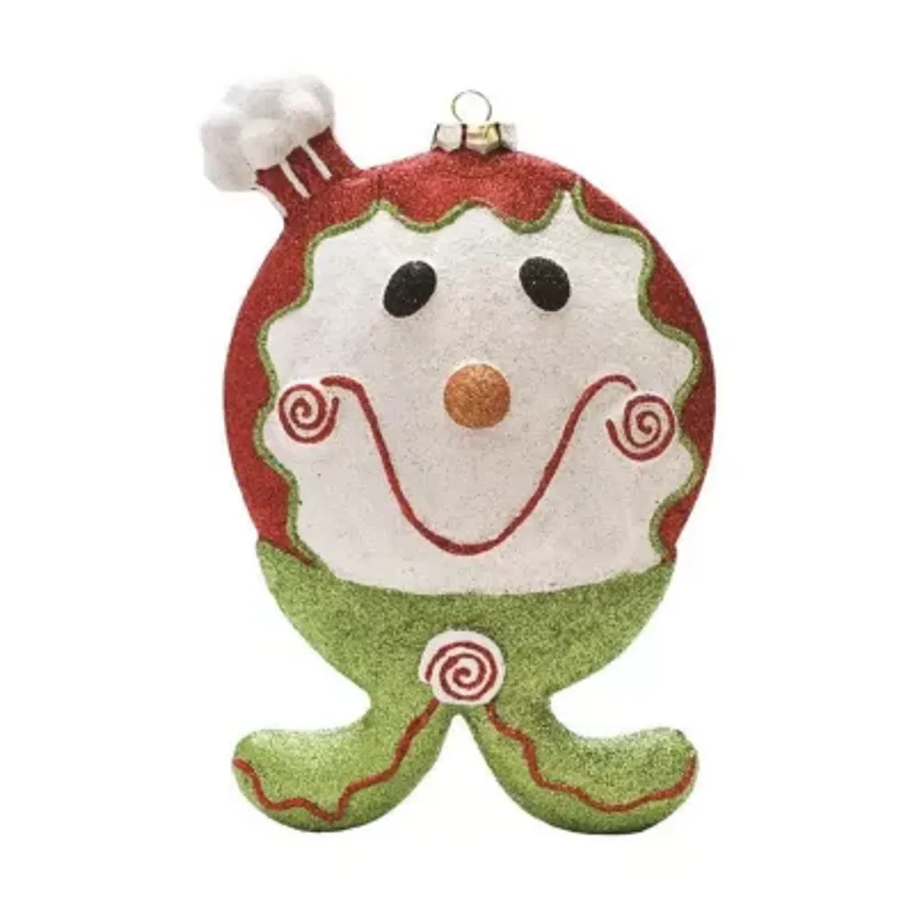 9'' Red and Green Glittered Shatterproof Gingerbread Boy Christmas Ornament