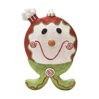 9'' Red and Green Glittered Shatterproof Gingerbread Boy Christmas Ornament