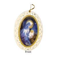 Club Pack of 192 Ivory and Blue Jesus with Holy Mary Christmas Ornaments 3.75"