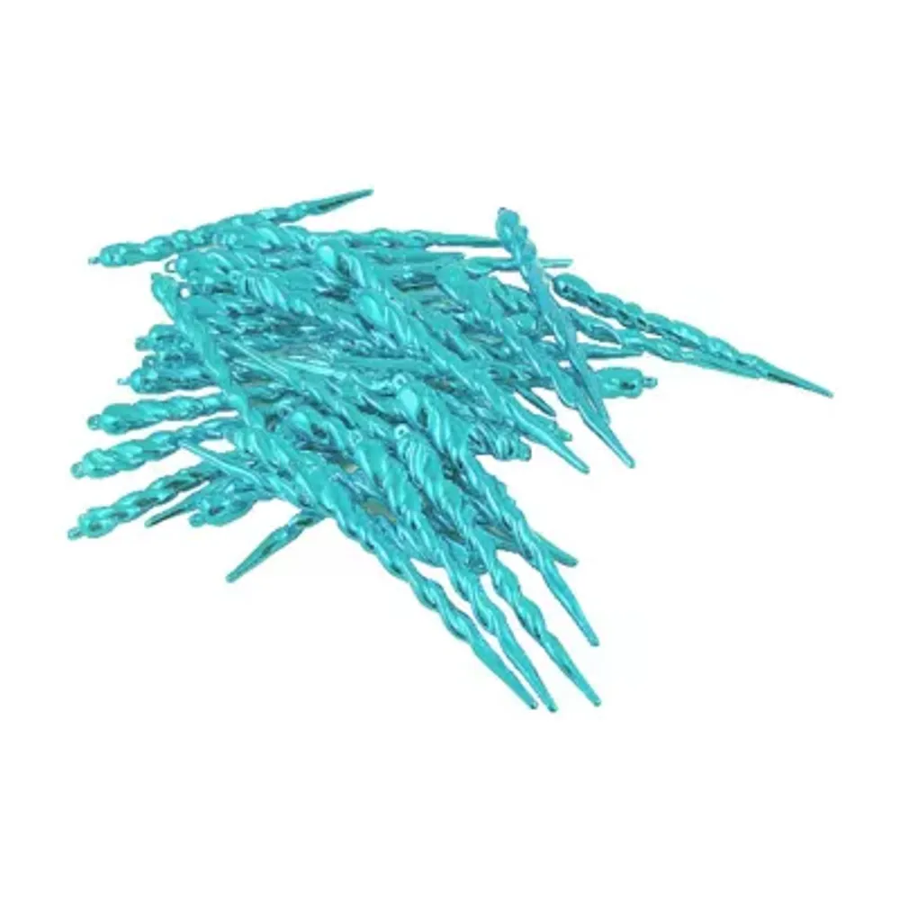 36ct Mermaid Blue Shatterproof Shiny Christmas Icicle Ornaments 5"