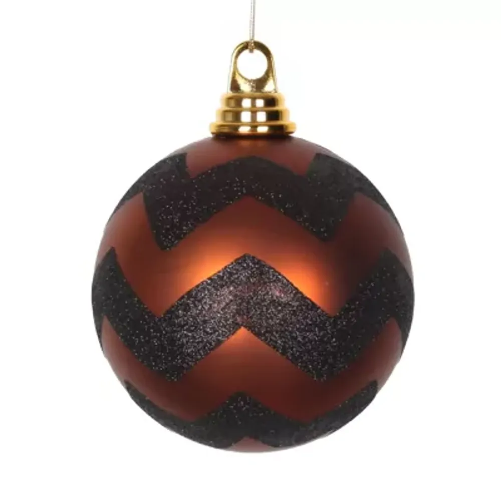 2-Finish Brown and Black Chevron Shatterproof Christmas Ball Ornament 4.75'' (120mm)