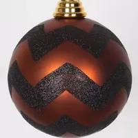 2-Finish Brown and Black Chevron Shatterproof Christmas Ball Ornament 4.75'' (120mm)