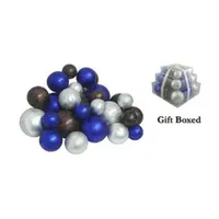 27ct Blue and Brown Shatterproof Matte Christmas Ball Ornaments 4'' (100mm)