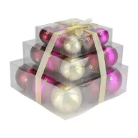 27ct Pink and Burgundy Red Shatterproof Matte Christmas Ball Ornaments 4'' (100mm)