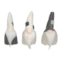 Set of 3 Gray and Cream Christmas Gnomes 3.75"