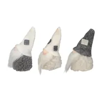 Set of 3 Gray and Cream Christmas Gnomes 3.75"