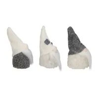 Set of 3 Gray and Cream Christmas Gnomes 3.75"