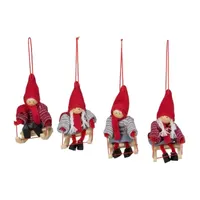Set of 4 Holiday Kids on Sleds Christmas Ornaments 4"