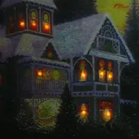 LED Lighted Victorian Christmas at Sunset Canvas Wall Art 15.75" x 19.5"