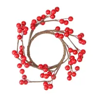 7'' Shiny Red Berries Artificial Christmas Candle Ring