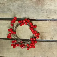 7'' Shiny Red Berries Artificial Christmas Candle Ring