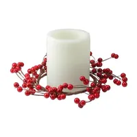 9'' Shiny Red Berries Artificial Christmas Candle Holder Ring