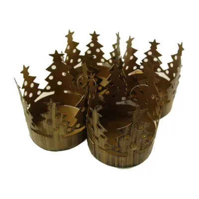 Club Pack of 72 Bronze Christmas Tree Pillar Candle Holders 3.75"