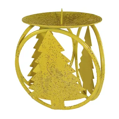 Club Pack of 72 Yellow Christmas Tree Pillar Candle Holders 4.25"
