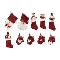 Pack of 10 Red Christmas Stocking and Gift Bag Set 14.5"