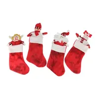 Pack of 10 Red Christmas Stocking and Gift Bag Set 14.5"