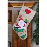 19'' Red and Green Santa Claus in Sleigh Embroidered Christmas Stocking