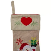 19'' Red and Green Santa Claus in Sleigh Embroidered Christmas Stocking