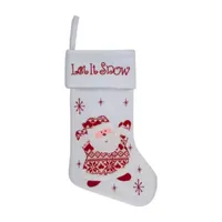 19'' Red and White ''Let It Snow'' Santa Claus Embroidered Christmas Stocking