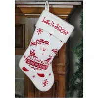 19'' Red and White ''Let It Snow'' Santa Claus Embroidered Christmas Stocking