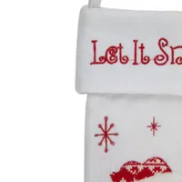 19'' Red and White ''Let It Snow'' Santa Claus Embroidered Christmas Stocking