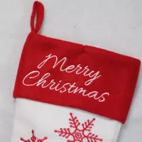 15.25'' Red and White Snowflake Embroidered Christmas Stocking