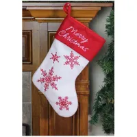 15.25'' Red and White Snowflake Embroidered Christmas Stocking