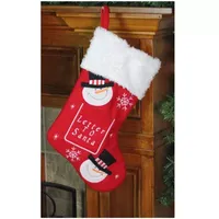 19'' Red and White Embroidered Snowmen Letter to Santa Christmas Stocking