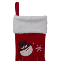 19'' Red and White Embroidered Snowmen Letter to Santa Christmas Stocking