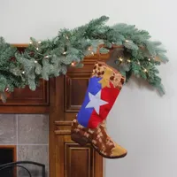 18.5'' Brown and Red Shadow Texas Flag Cowboy Boot Christmas Stocking