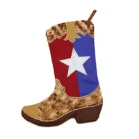 18.5'' Brown and Red Shadow Texas Flag Cowboy Boot Christmas Stocking