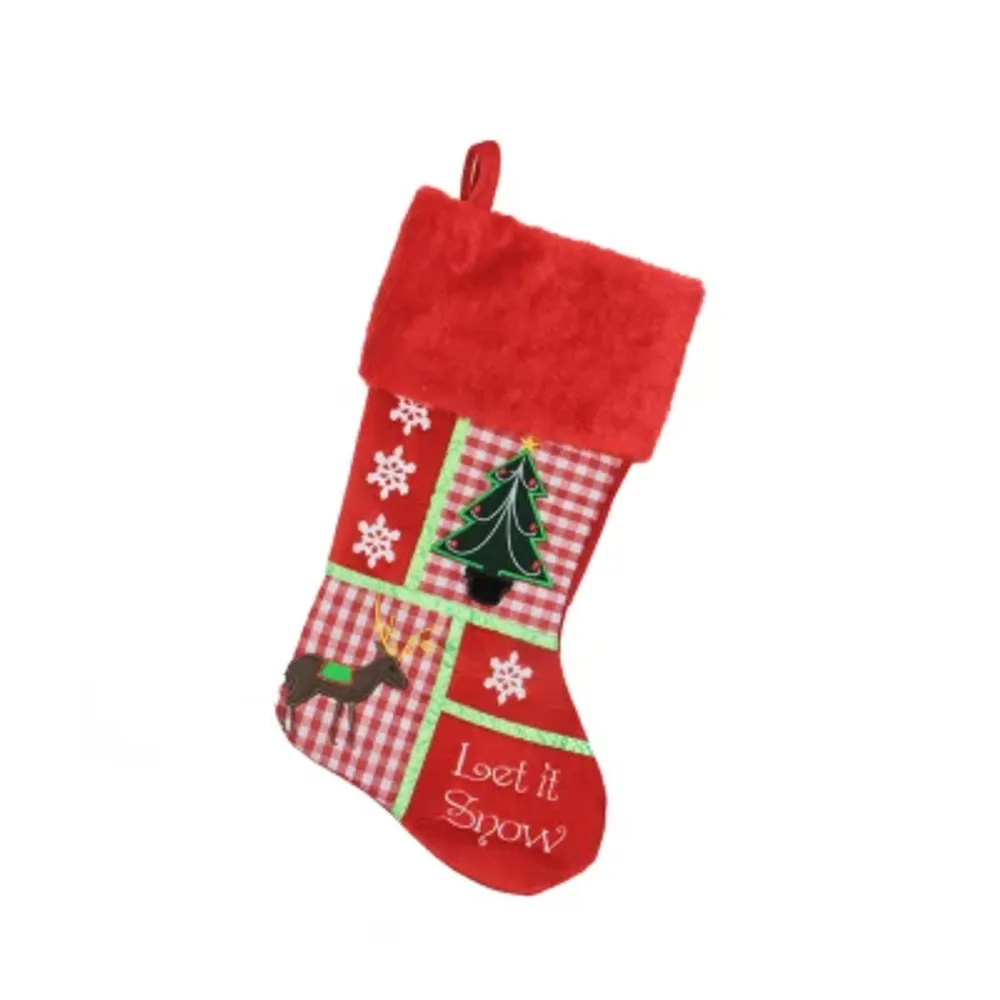 18.5'' Red Cheers Holiday Patches Let It Snow Christmas Stocking