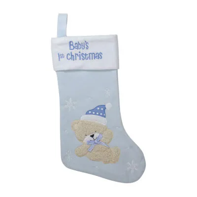 19'' and White Baby's 1st Christmas Embroidered Teddy Bear Christmas Stocking