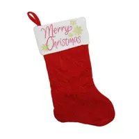 19'' Quilted Red Velvet ''Merry Christmas'' Embroidered Christmas Stocking