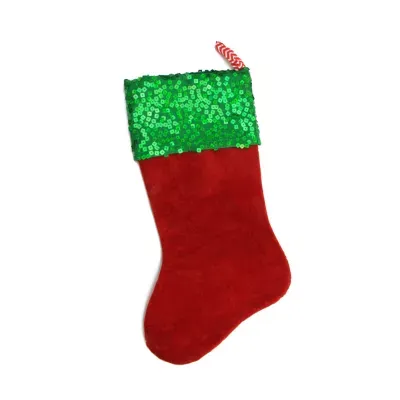 19'' Red and Green Chevron Sequin Christmas Stocking