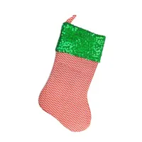 19'' Red and Green Chevron Sequin Christmas Stocking