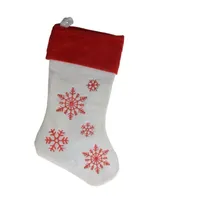 19'' Red and White Velvet Embroidered Snowflake Christmas Stocking